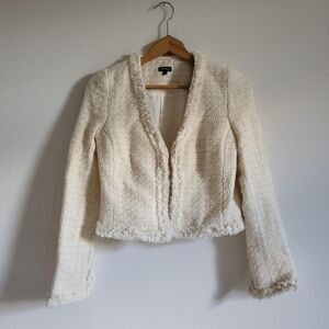 Elegant Cream Textured Women's Jacket